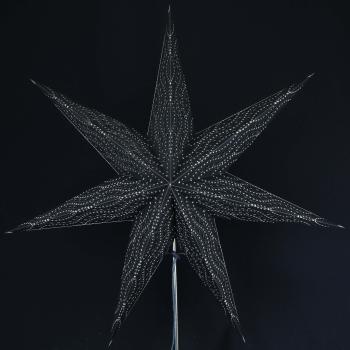 Rojana Silber - Faltbarer Leuchtstern, Weihnachtsstern aus Papier mit 7 Zacken, 60 cm